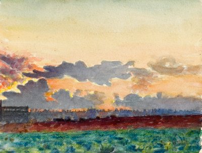 Coucher de soleil sur les champs - Walter Bonner Gash